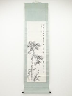 明治丁未（1907年）　田村看山筆　松霊芝　肉筆紙本掛軸（保護箱）